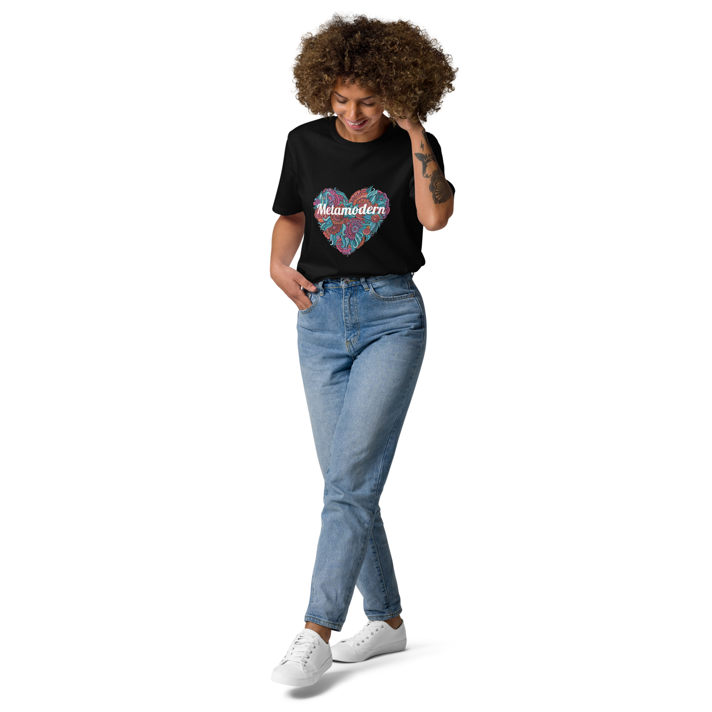 Metamodern floral heart unisex organic cotton t-shirt