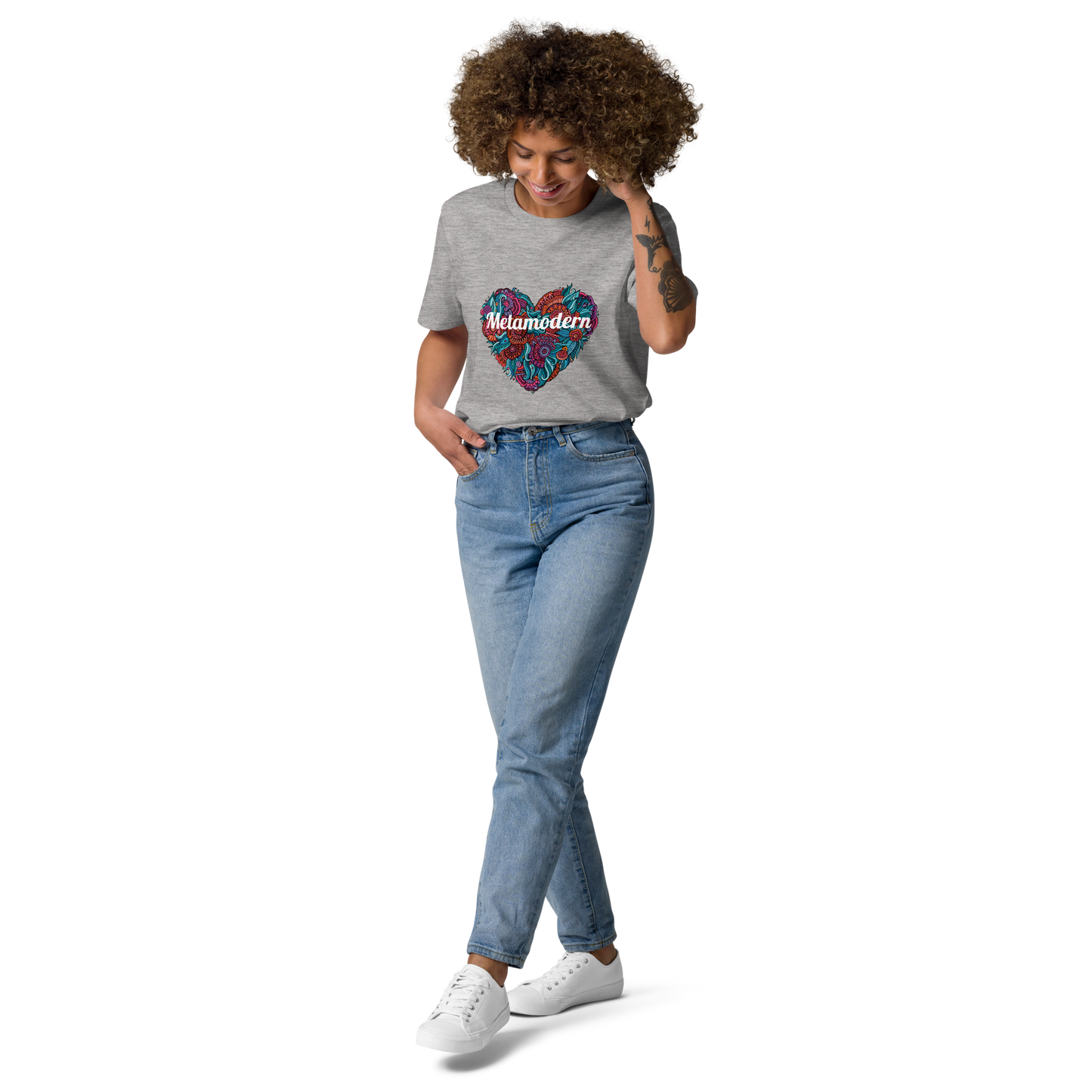 Metamodern floral heart unisex organic cotton t-shirt