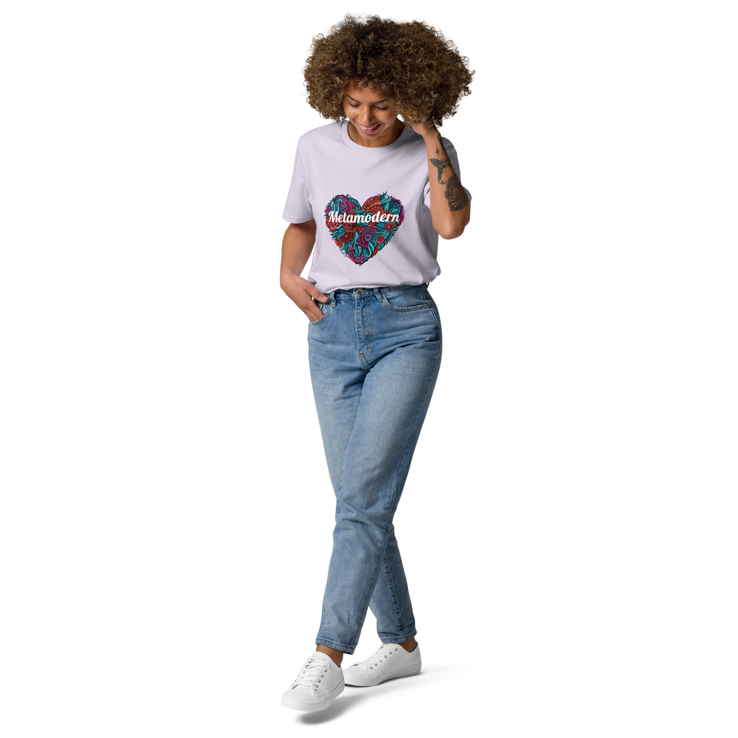 Metamodern floral heart unisex organic cotton t-shirt