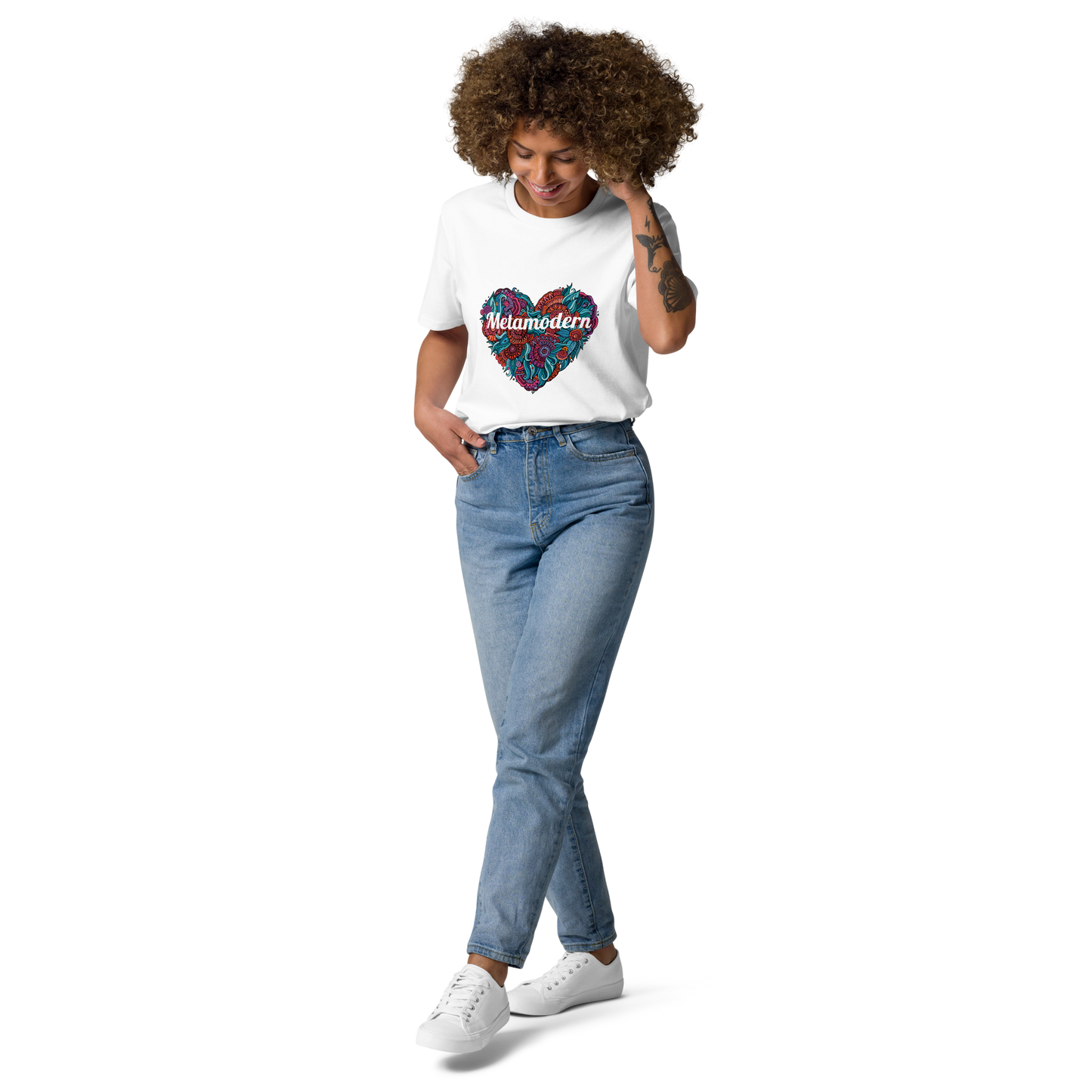 Metamodern floral heart unisex organic cotton t-shirt